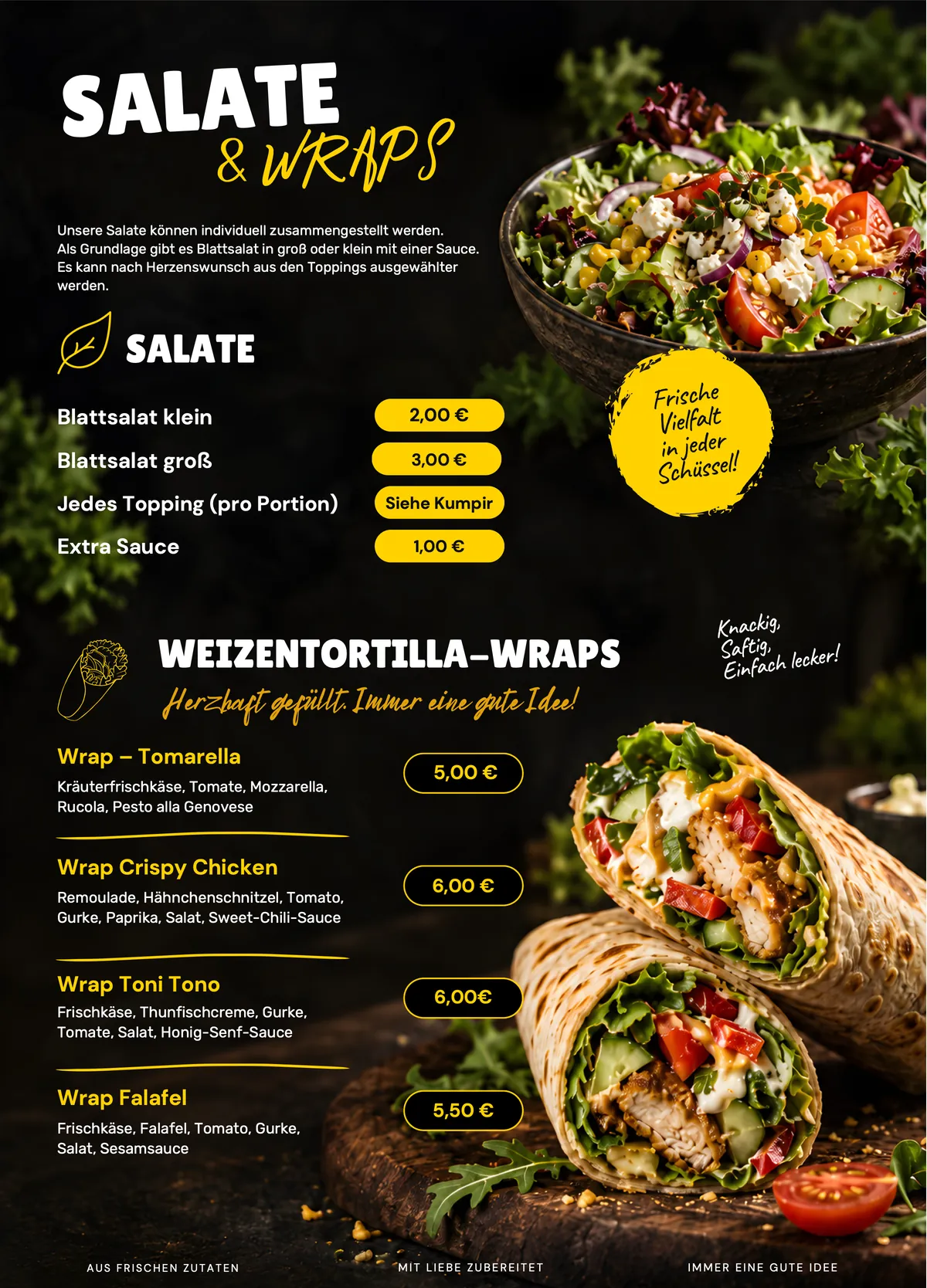 Falzflyer #Schmeckt, Innenseite: Salate und Wraps